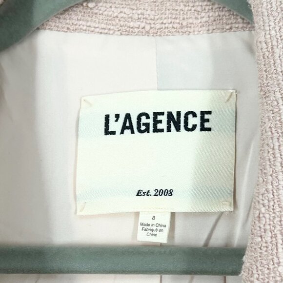 L'Agence Kenzie Pink Tweed Double Breasted Textured Blazer - Picture 4 of 7